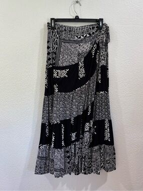 Vintage FAITH Blue Print Wrap Maxi Skirt
